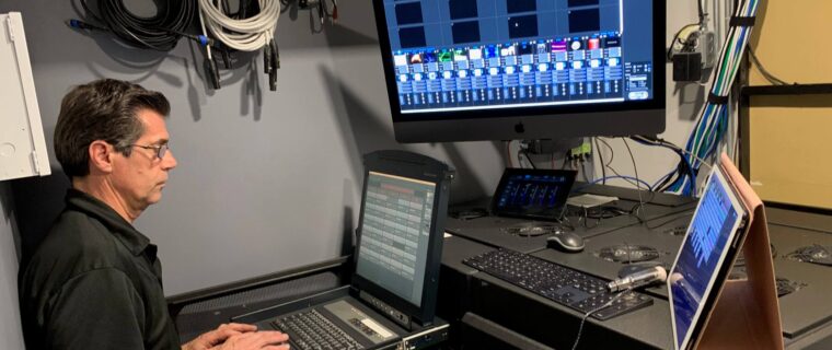 The fun part, Vito doing the light programming Installations The-fun-part-Vito-doing-the-light-programming-scaled Musically Yours