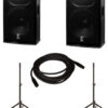 Sistema de sonido con 2 parlantes autoamplificados Yorkville EF15P, 2 soportes para parlantes y parlantes autoamplificados Yorkville-System-3 por cable Musically Yours