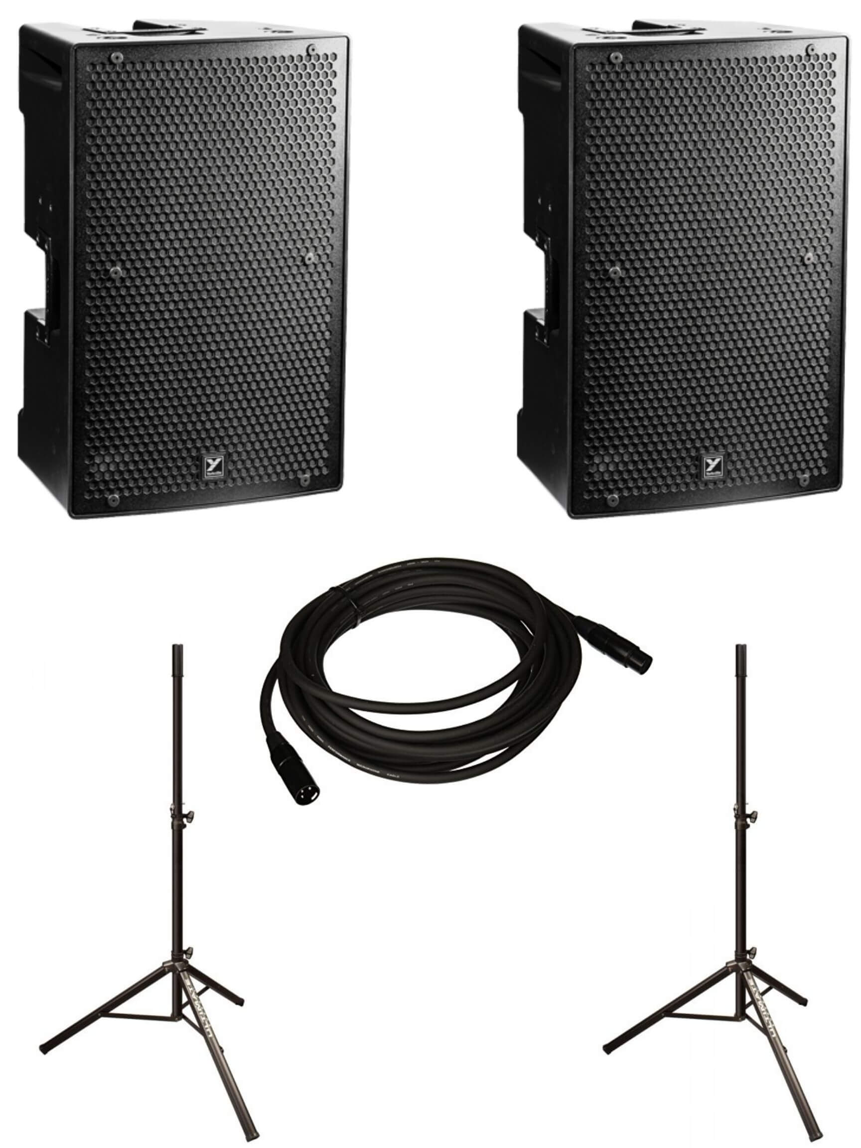 Sound System with 2 Yorkville PS12P Powered Speakers, 2 Stands, and Cable - Image 2