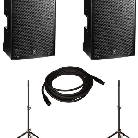 Sound System with 2 Yorkville PS12P Powered Speakers, 2 Stands, and Cable