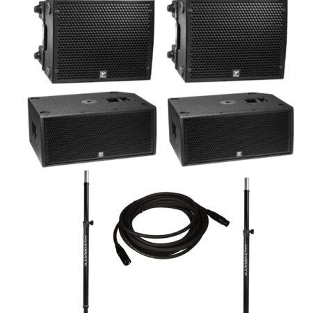 Sound System with 2 Yorkville PSA1 Powered Loudspeakers, 2 PSA1 Subwoofers, 2 Sub Poles, and Cable