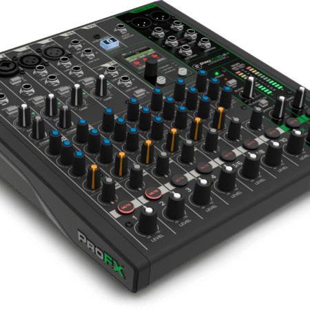 Mezclador analógico Mackie ProFX10v3+ de 10 canales con efectos mejorados, modos de grabación USB y Bluetooth.