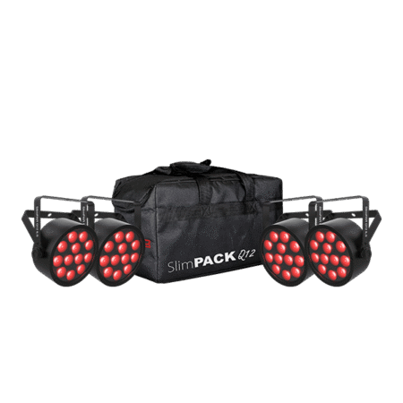 CHAUVET DJ SlimPACK Q12 ILS Low-Profile Quad-Color LED Wash Bundle with DMX Cables and Bag (4-Pack)