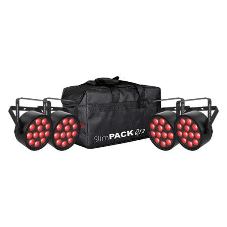CHAUVET DJ SlimPACK Q12 ILS Low-Profile Quad-Color LED Wash Bundle with DMX Cables and Bag (4-Pack)