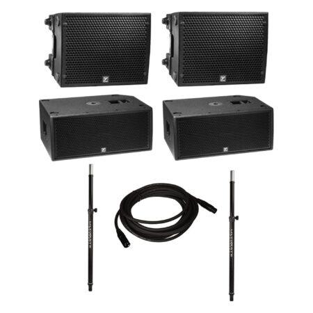 Sound System with 2 Yorkville PSA1 Powered Loudspeakers, 2 PSA1 Subwoofers, 2 Sub Poles, and Cable